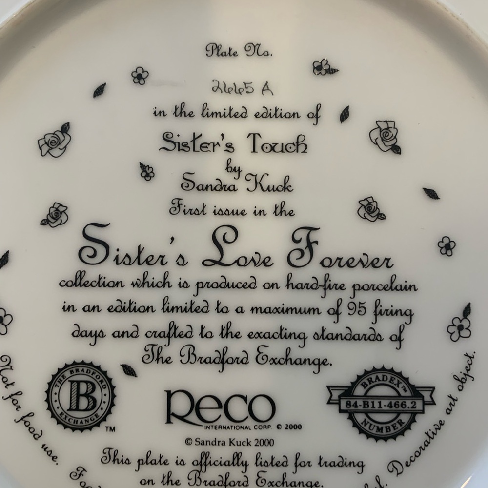 Vintage Sandra Kuck Decorative Plate with Children and Floral Design - Picture 3 of 3